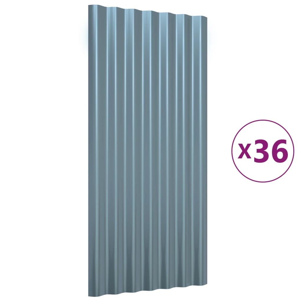 VidaXL roof panels 36 st 80x36 cm powder -coated steel gray