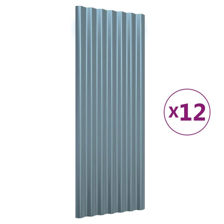 VIDAXL -Dachpaneele 12 ST 100x36 cm Pulver -Stahl grau