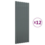 VIDAXL -Dachplatten 12 Stcs 100x36 cm Pulver -beschichtete Stahl -Anthrazit -Verschärfe