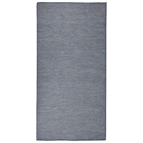 Vidaxl außerhalb des Teppichs flach gewebt 100x200 cm blau