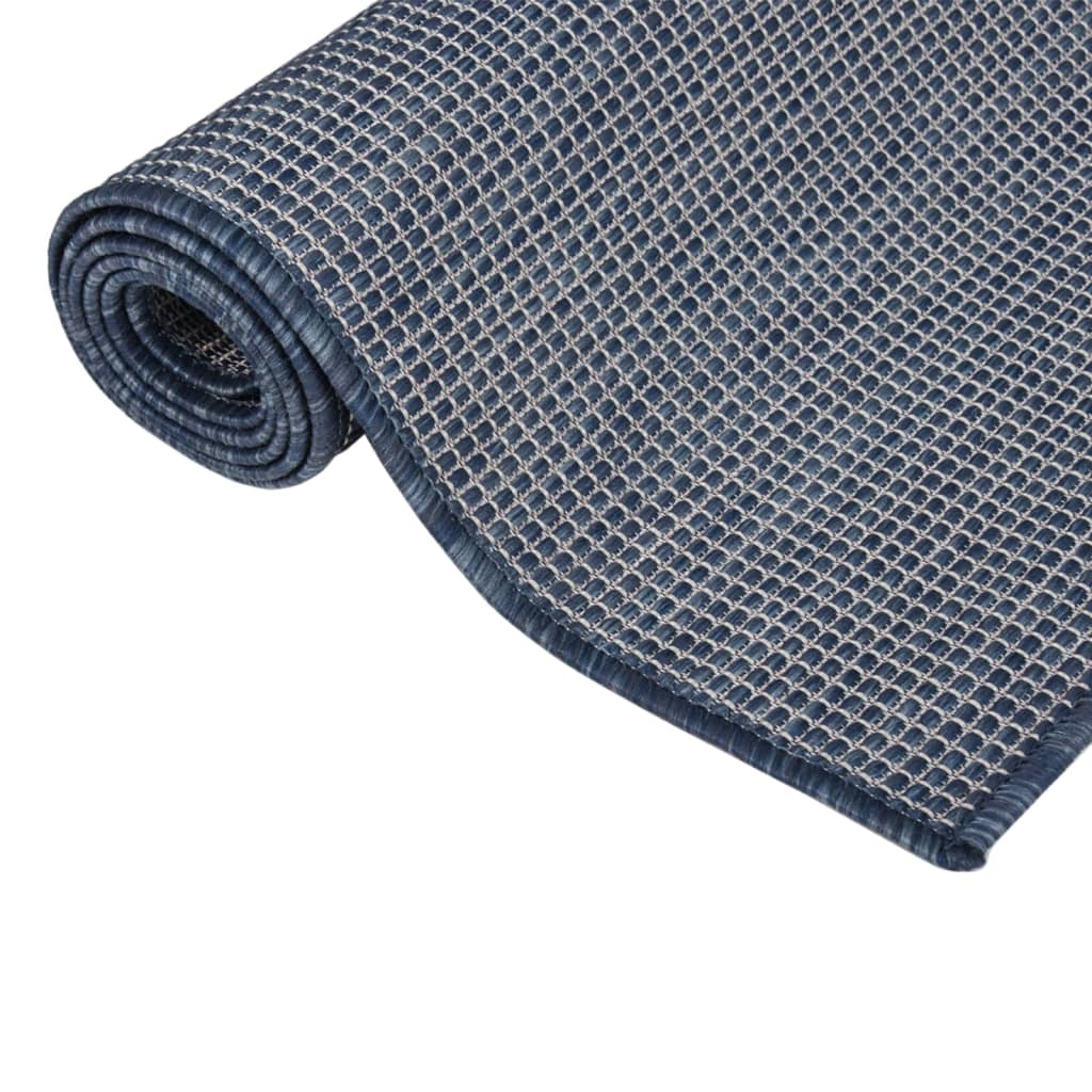 Vidaxl außerhalb des Teppichs flach gewebt 100x200 cm blau