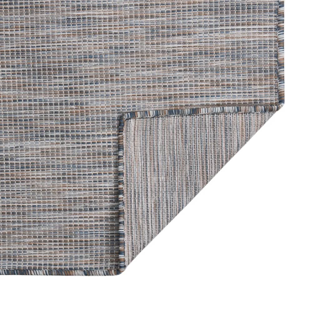 Vidaxl extérieur tapis plat tissé 120x170 cm brun et bleu