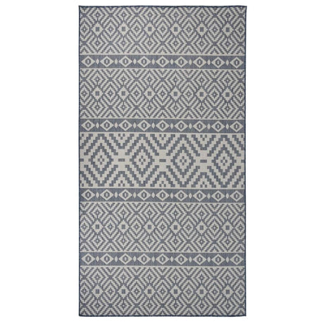 Vidaxl Außen Teppich mit Muster flach -80x150 cm blau