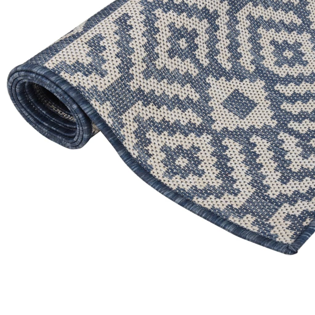 Vidaxl Außen Teppich mit Muster flach -80x150 cm blau