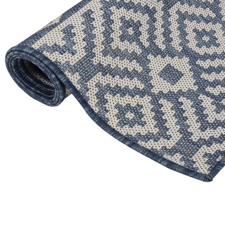 Vidaxl Außen Teppich mit Muster flach -80x250 cm blau