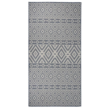 Vidaxl Außen Teppich mit Muster flach -100x200 cm blau