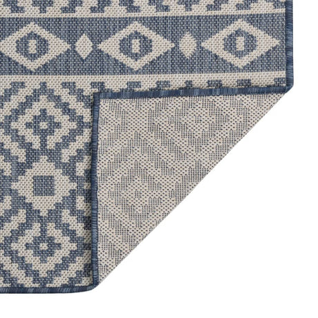 Vidaxl Außen Teppich mit Muster flach -100x200 cm blau