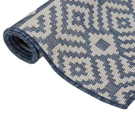 Vidaxl Außen Teppich mit Muster flach -100x200 cm blau