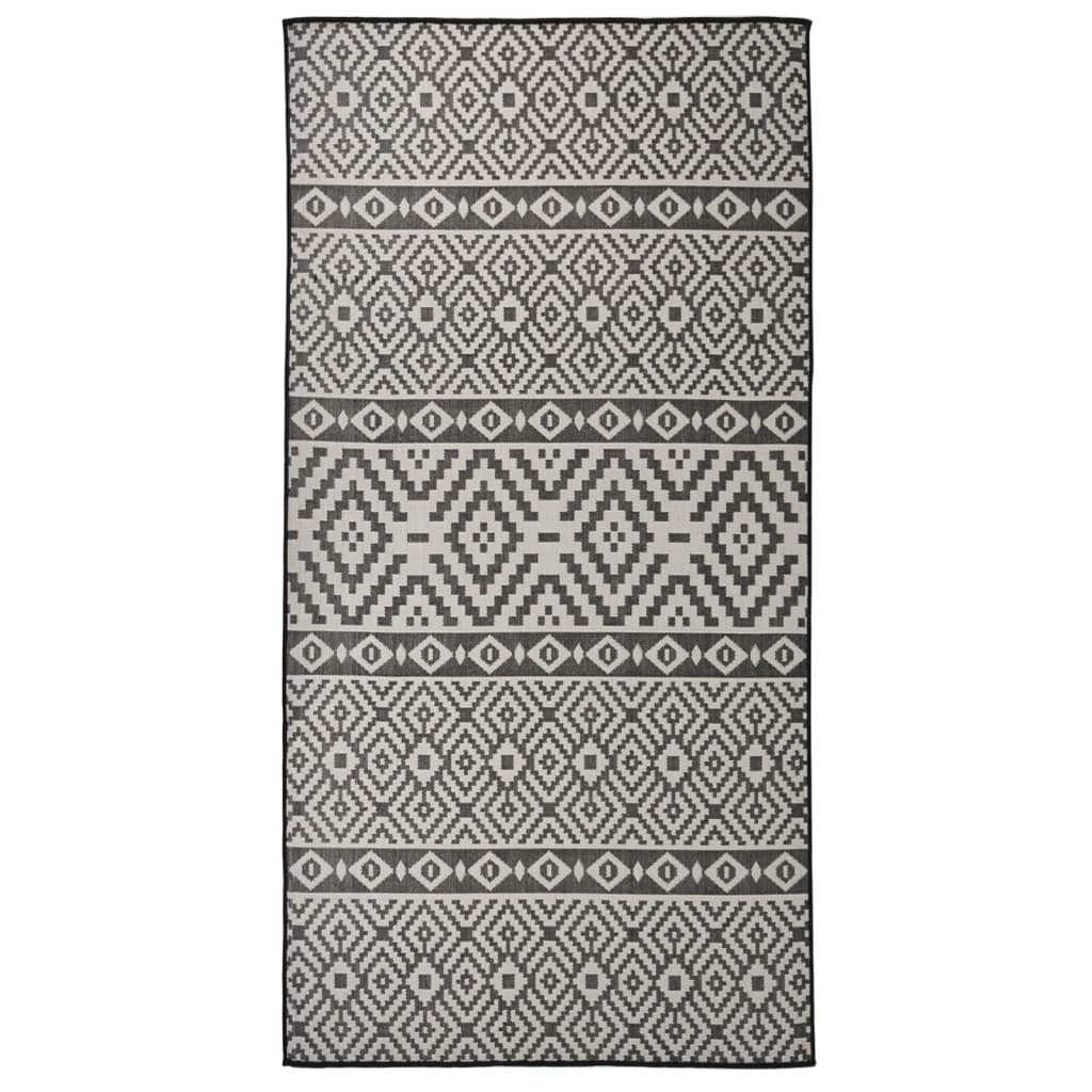 Vidaxl Außen Teppich mit Muster flach -100x200 cm schwarz