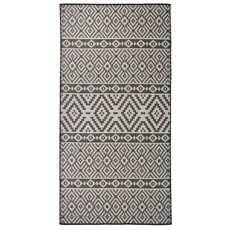 Vidaxl Außen Teppich mit Muster flach -100x200 cm schwarz