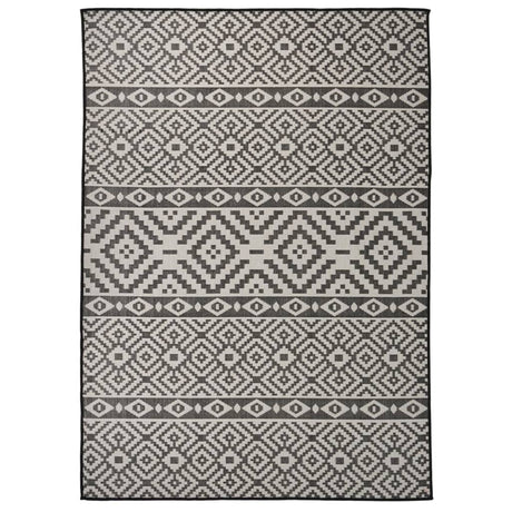 Vidaxl Außen Teppich mit Muster flach -120x170 cm schwarz