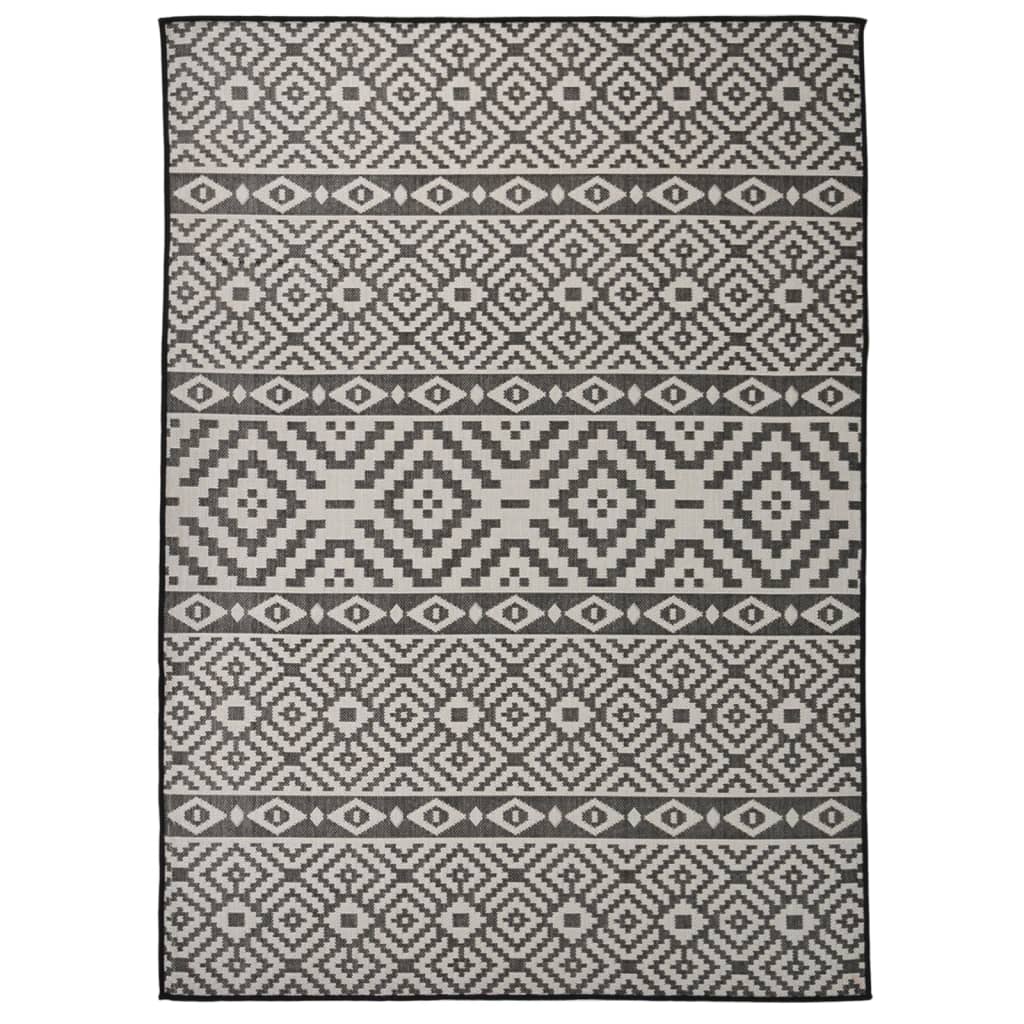 Vidaxl Außen Teppich mit Muster flach -gehoben 200x280 cm schwarz
