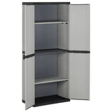 Vidaxl tuinkast met 3 schappen 68x40x168 cm grijs en zwart