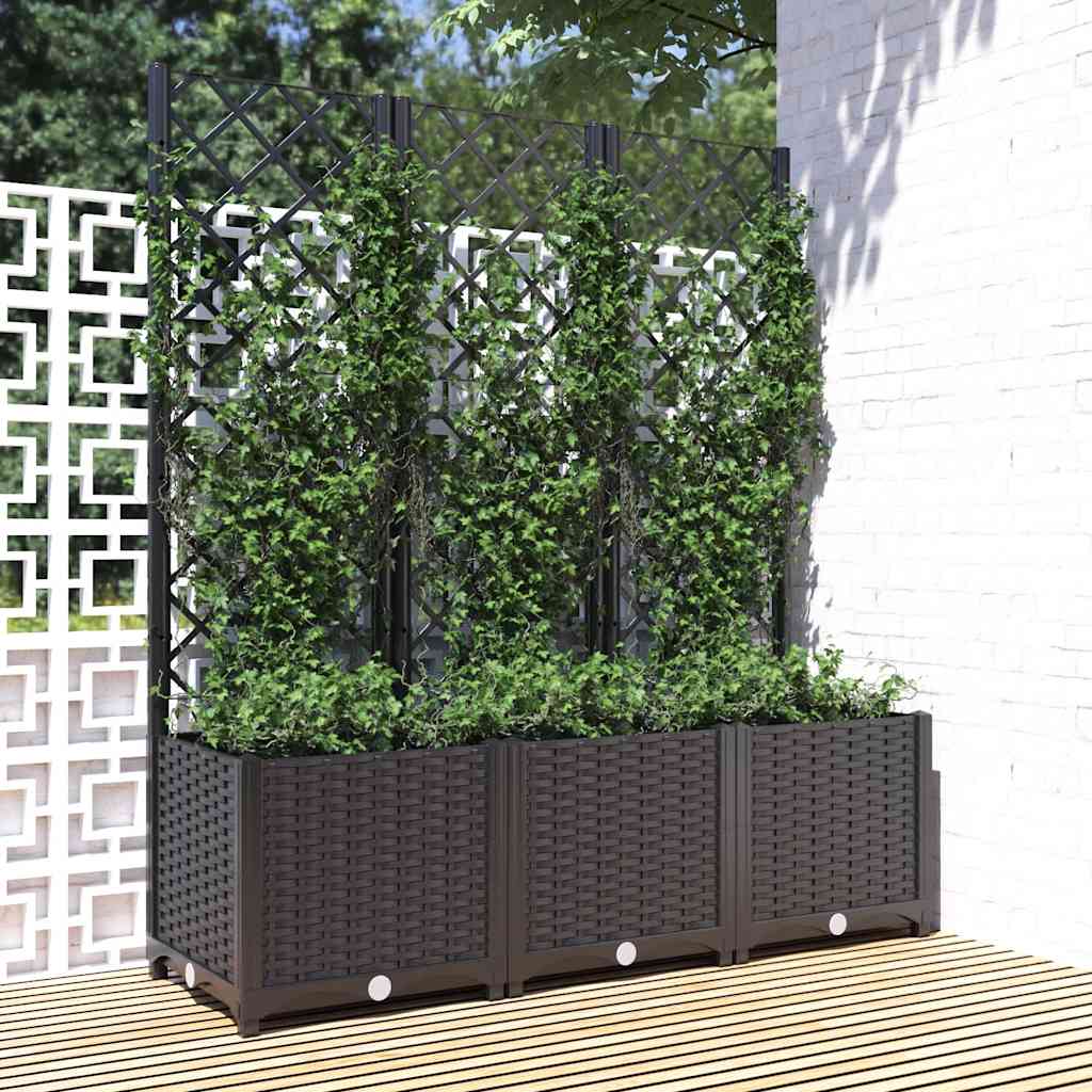 Vidaxl Plannet mit Slatarbeit 120x40x136 cm Polypropen schwarz