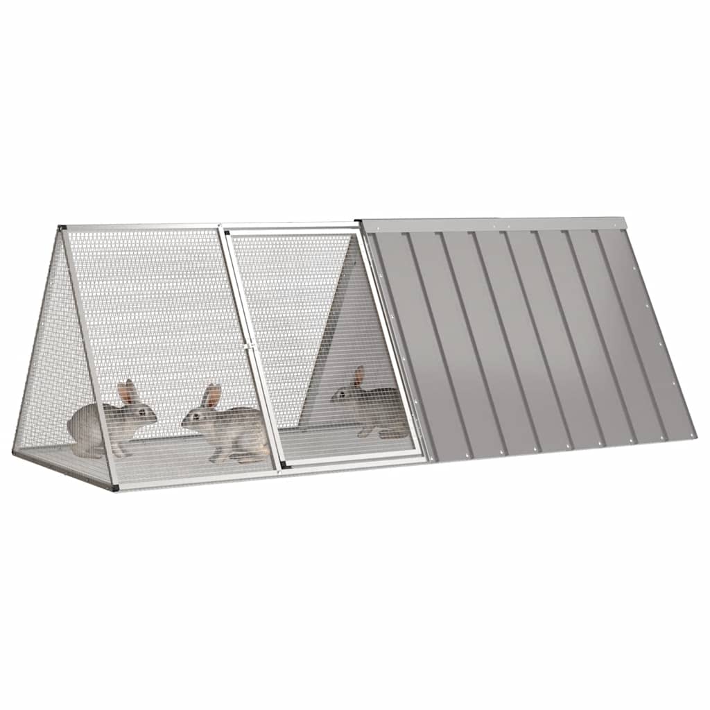 Vidaxl konijnenhok 201,5x80,5x71 cm gegalvaniseerd staal grijs