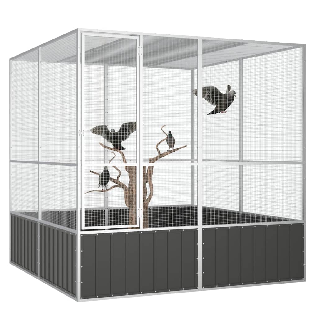 Vidaxl Bird Cage 213.5x217.5x211.5 cm ocynkowana antracyt stalowa