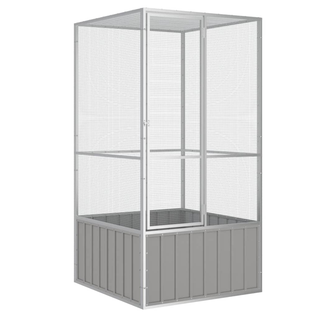 Vidaxl Bird Cage 111x107x211.5 cm ocynkowana stalowa szarość