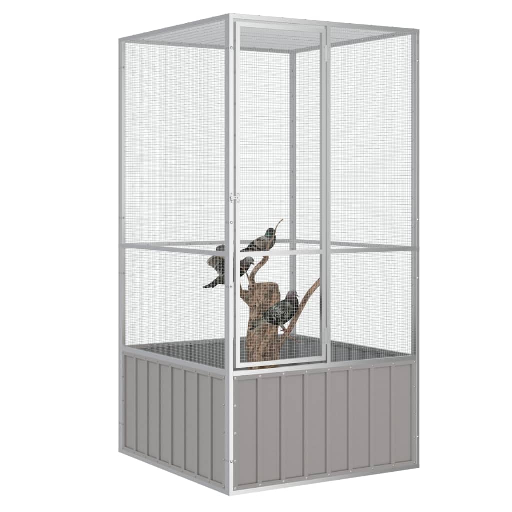 Vidaxl Bird Cage 111x107x211.5 cm ocynkowana stalowa szarość