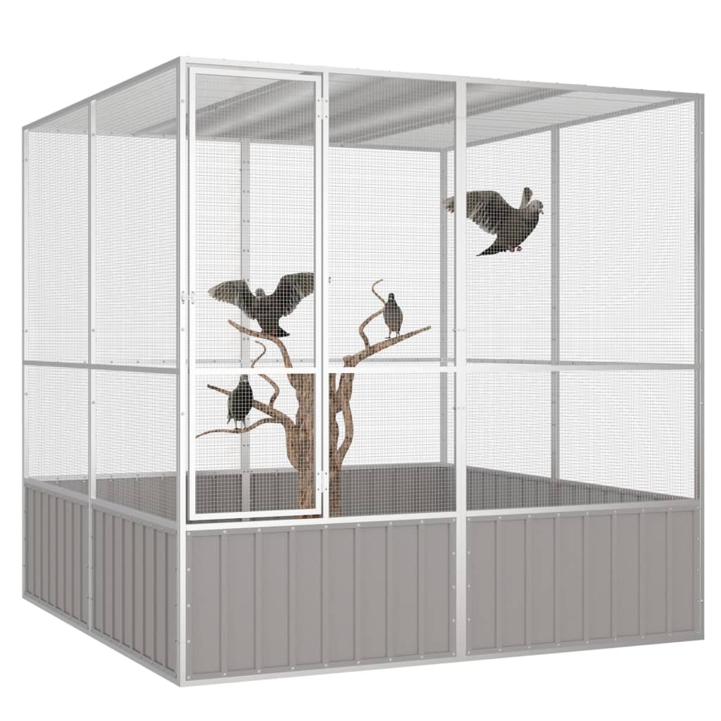 Vidaxl Bird Cage 213.5x217.5x211.5 cm ocynkowana stalowa szarość