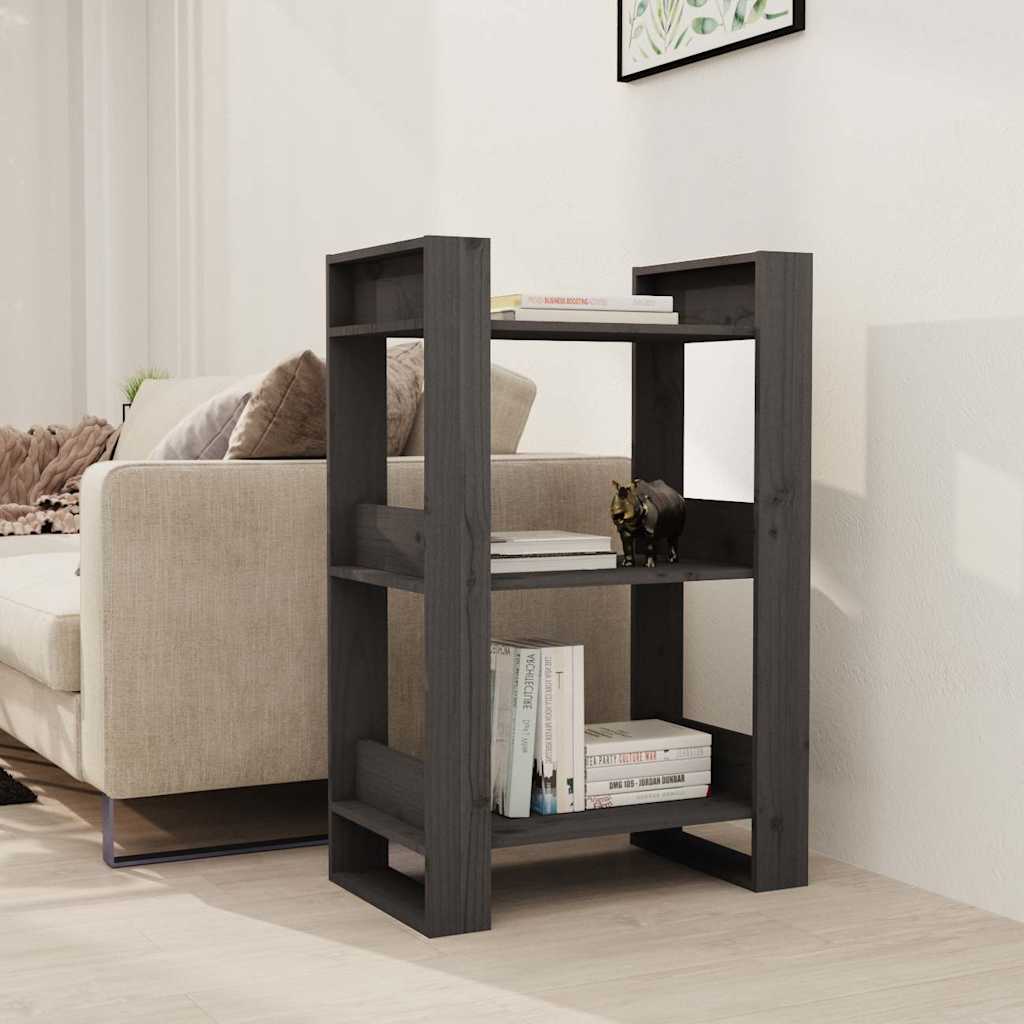 Vidaxl boekenkast kamerscherm 60x35x91 cm massief grenenhout grijs