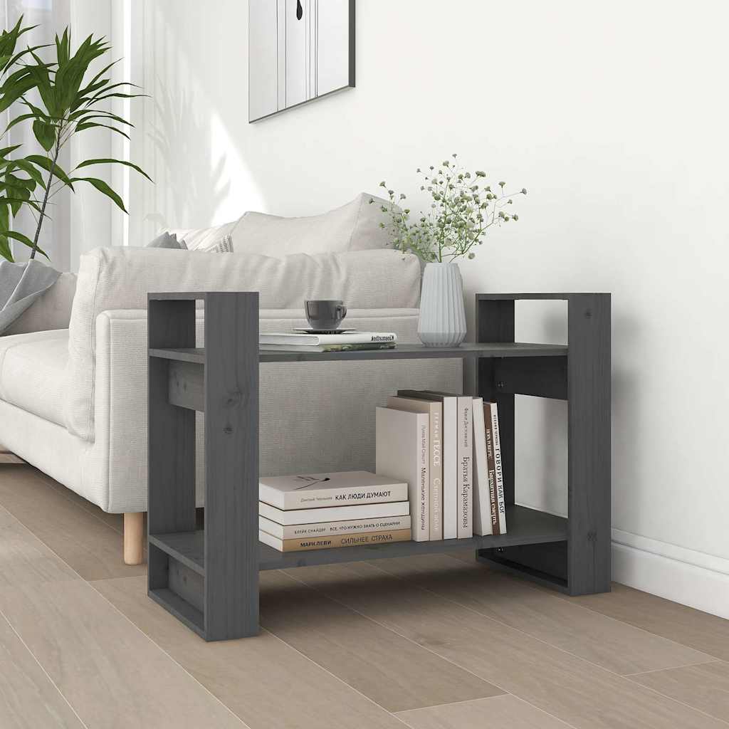 Vidaxl boekenkast kamerscherm 80x35x56,5 cm massief grenenhout grijs
