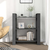 Vidaxl boekenkast kamerscherm 80x35x91 cm massief grenenhout grijs