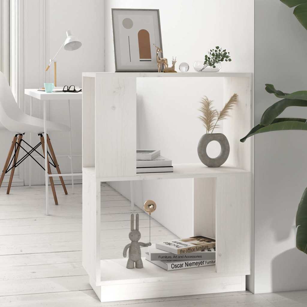 Vidaxl boekenkast kamerscherm 51x25x70 cm massief grenenhout wit