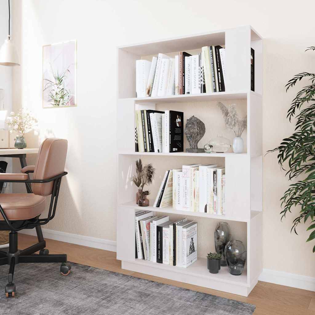 Vidaxl boekenkast kamerscherm 80x25x132 cm massief grenenhout wit