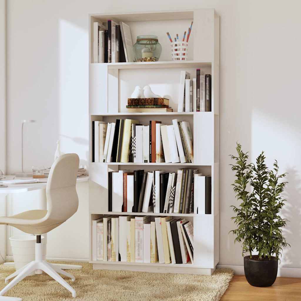 Vidaxl boekenkast kamerscherm 80x25x163,5 cm massief grenenhout wit