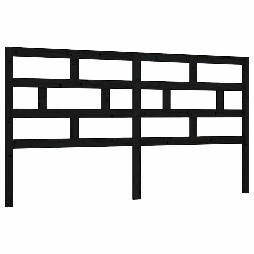 Vidaxl hoofdbord 206x4x100 cm massief grenenhout zwart
