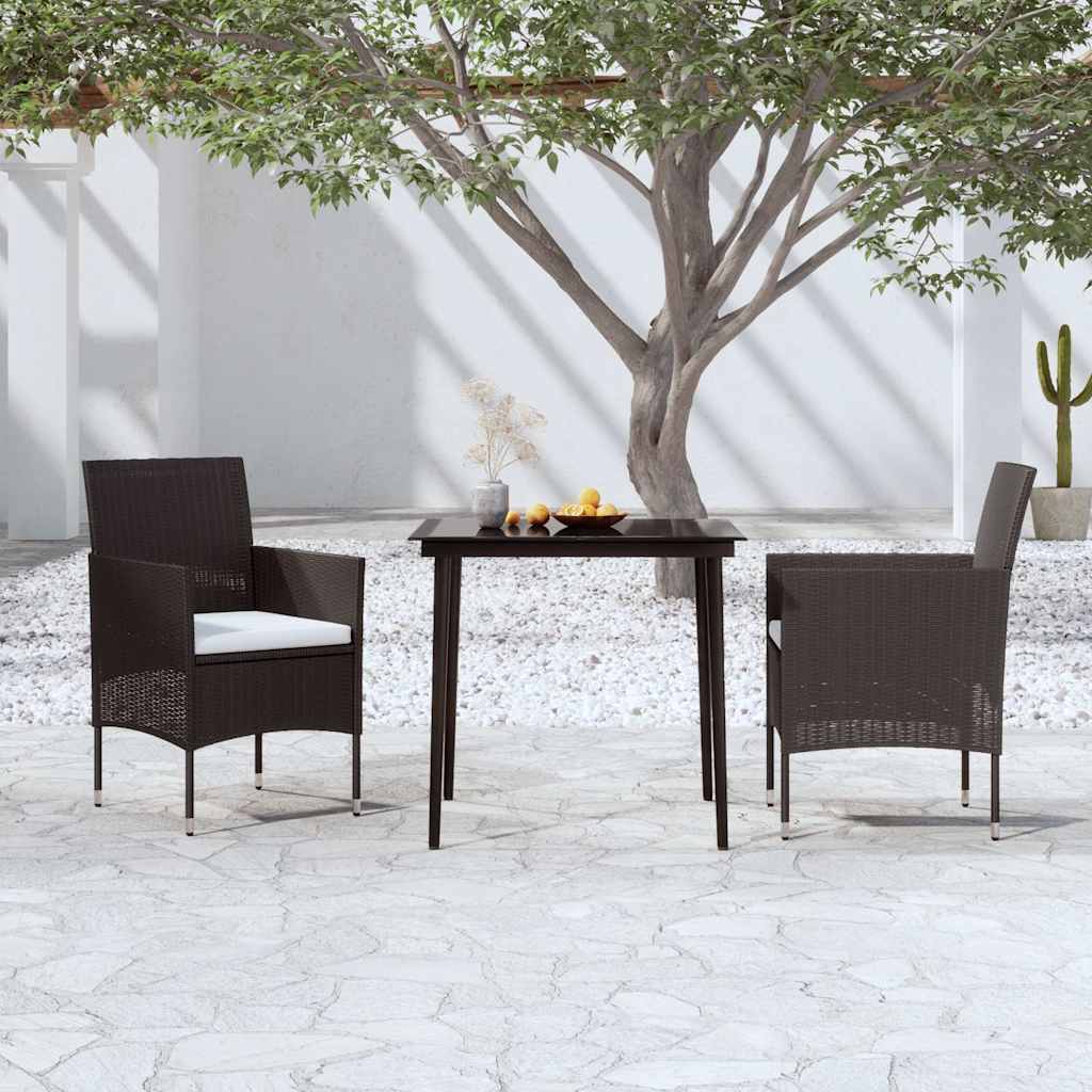 Vidaxl 3-delige tuinset met kussens zwart