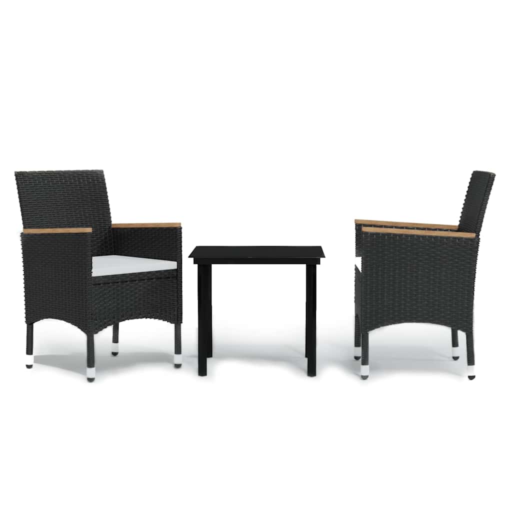 Vidaxl 3-delige tuinset met kussens zwart