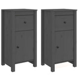Vidaxl dressoirs 2 st 40x35x80 cm massief grenenhout grijs