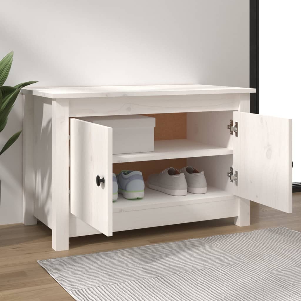 Vidaxl Cabinet da scarpe 70x38x45.5 cm Pino solido bianco