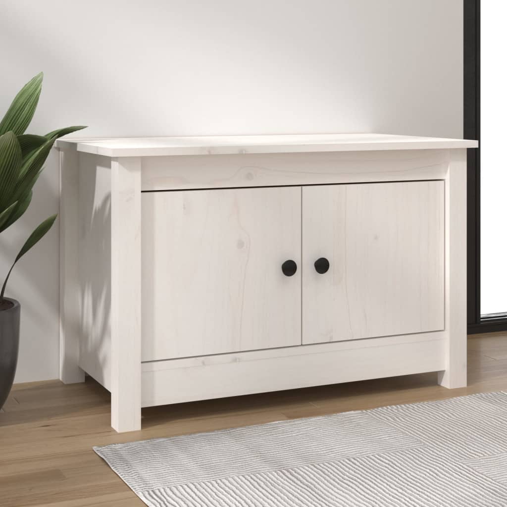 Vidaxl Cabinet da scarpe 70x38x45.5 cm Pino solido bianco