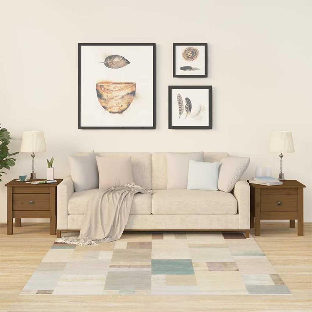 Vidaxl bijzettafels 2 st 40x40x39 cm massief grenenhout honingbruin