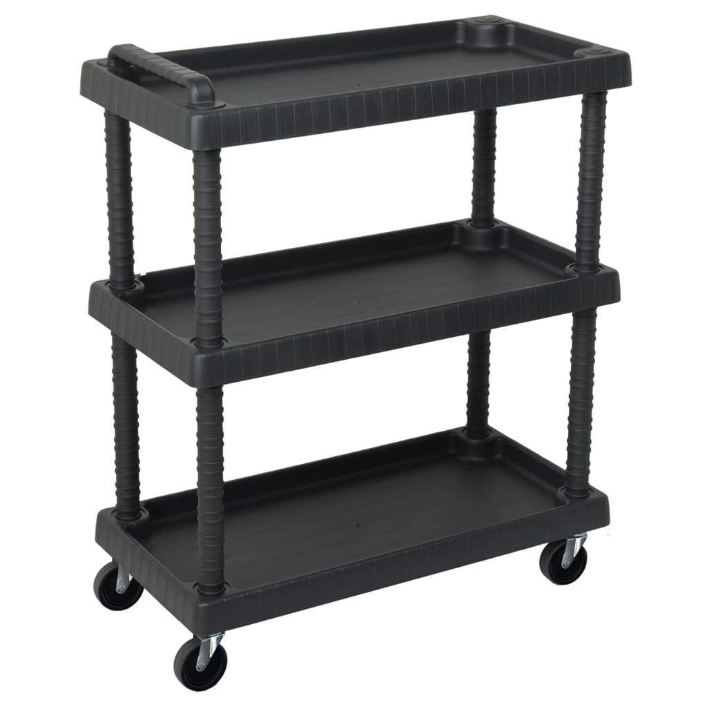 Vidaxl Tool Trolley 3-skikt 75x37.5x92 cm polypropen svart