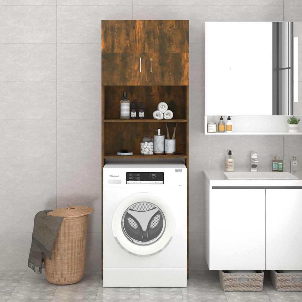 Vidaxl Waschmaschinenschrank 64x25.5x190 cm geräucherte Eiche gefärbt
