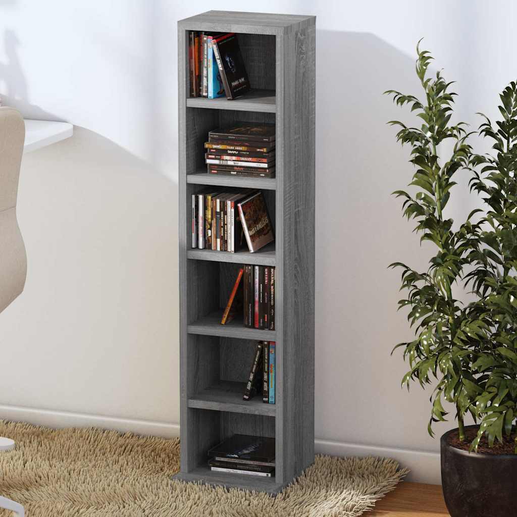 Vidaxl cd-kast 21x20x88 cm bewerkt hout grijs sonoma eikenkleurig