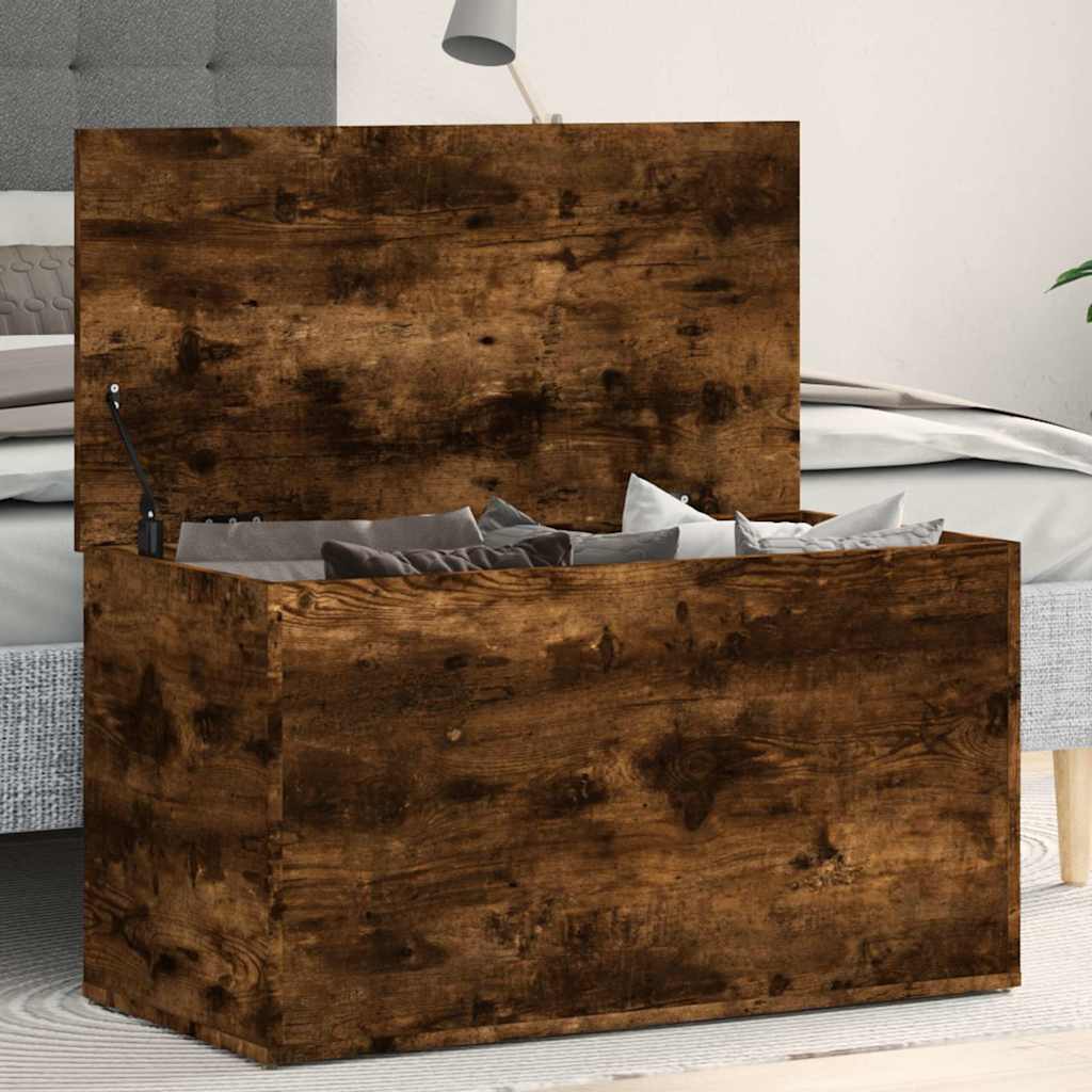 Vidaxl opbergkist 84x42x46 cm bewerkt hout gerookt eikenkleurig