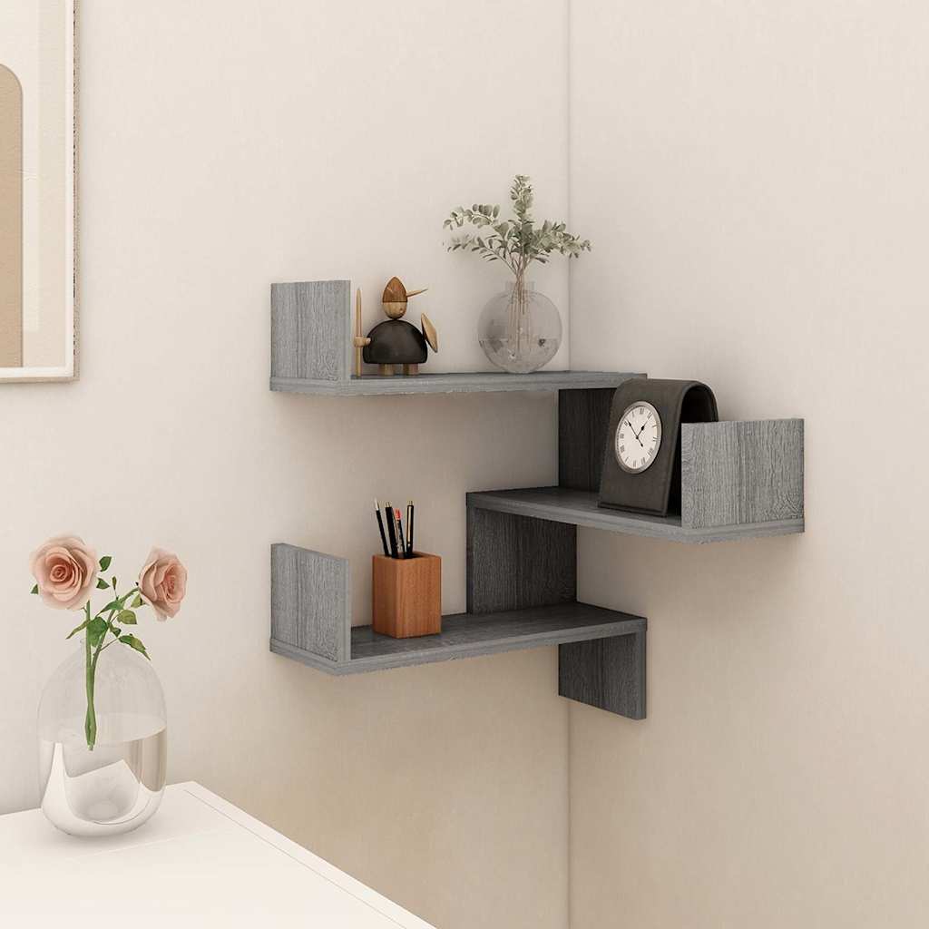 Vidaxl hoekwandschap 40x40x50 cm bewerkt hout grijs sonoma eikenkleur