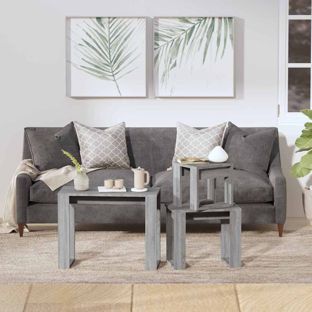 Vidaxl 3-delige tafeltjesset bewerkt hout grijs sonoma eikenkleurig