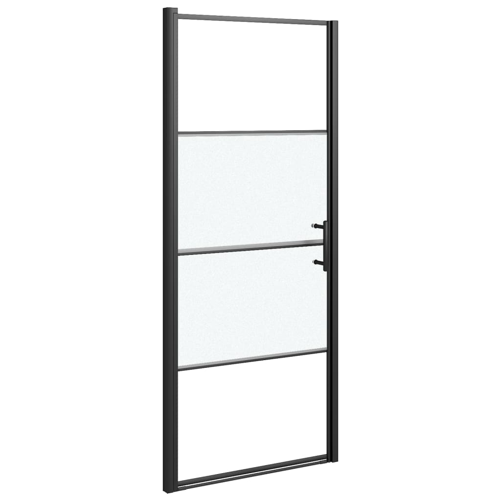 Vidaxl Duschdier hallef -Mat 81X195 cm Häertege Glas schwaarz