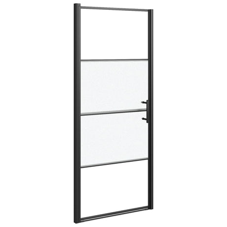 VIDAXL Duschtür Halb -mat 91x195 cm gehärtetes Glas schwarz