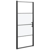 Vidaxl brusedør halvt -Mat 91x195 cm hærdet glas sort