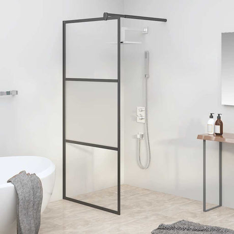 Vidaxx begehbare Duschabtrennung 90x195 cm halbmattes ESG-Glas schwarz