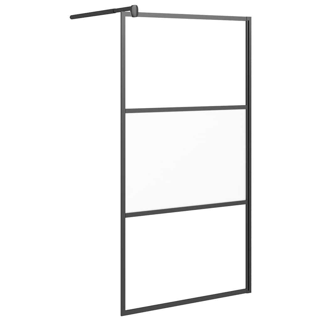 Vidaxl Walk-in Duschwand 100x195 cm Halfmat ESG Glass Schwarz