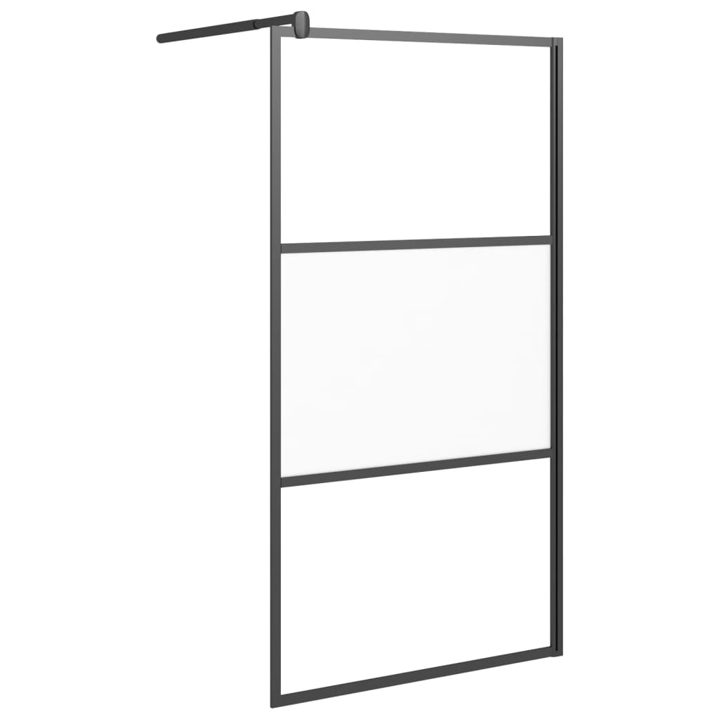 Vidaxl walk-in dusjvegg 100x195 cm halvmat esg glass svart