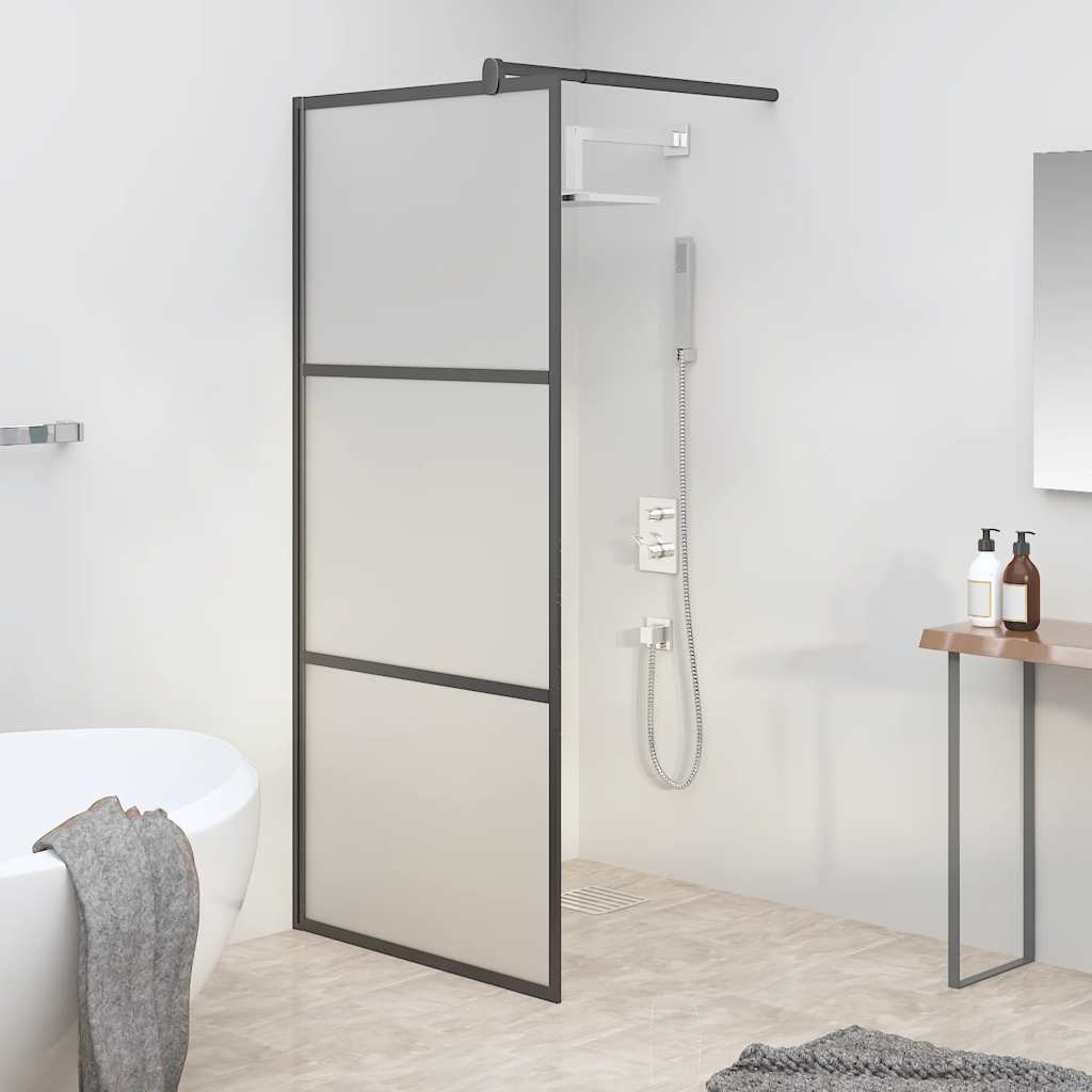 Vidaxl Walk-in Duschwand 90x195 cm MAT ESG Glass Schwarz