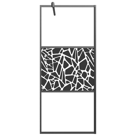 Vidaxx begehbare Duschabtrennung mit Steinmotiv 90x195 cm ESG-Glas schwarz